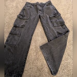 Cotton On Women's Charcoal Relaxed Cargo Jeans EUC Size 10